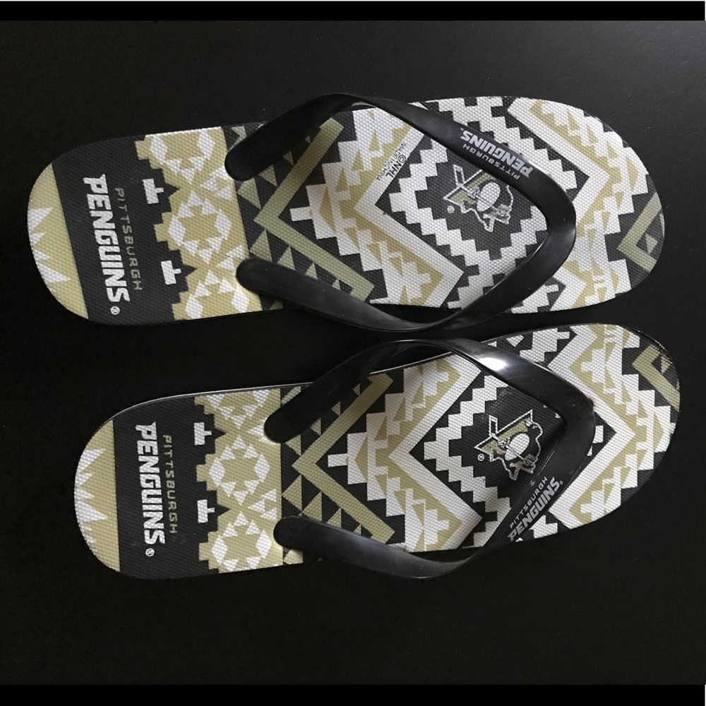 Pittsburgh Penguins themed flip flops